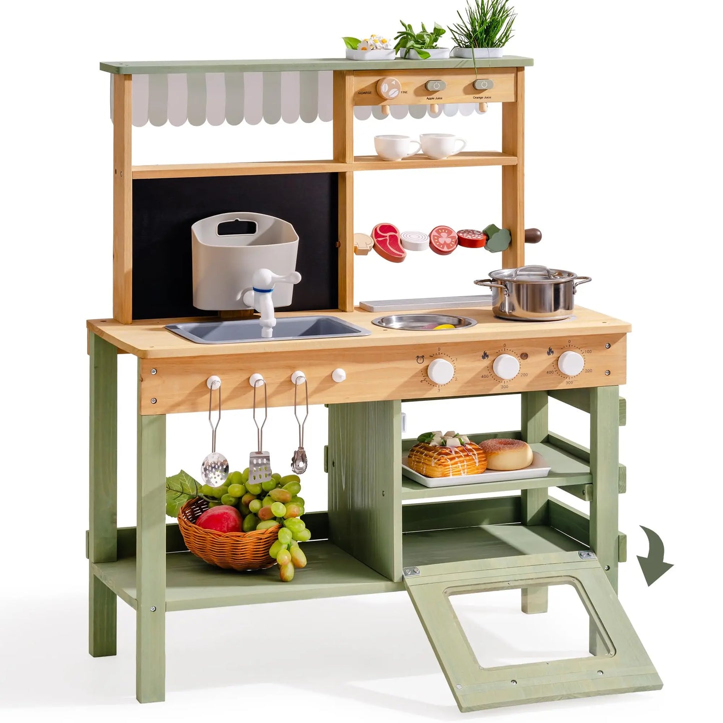 Robud Wooden Outdoor Mud Play Kitchen Outdoor Play Set with Realistic BBQ Drinks Station Ideal Birthday Gift for Kids Ages 3+