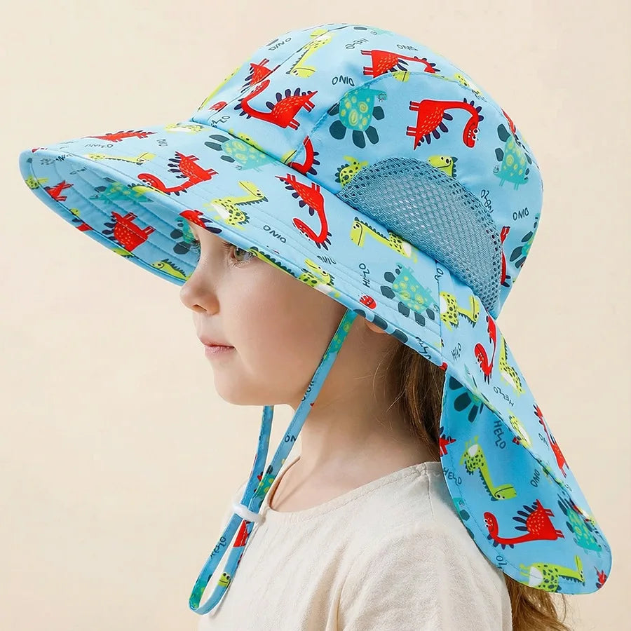 Side Net Fabric Children's Sun Hat with Side Mesh, Sun Hat for Protection From The Sun, Sunshade Shawl Hat, Original Large Brim