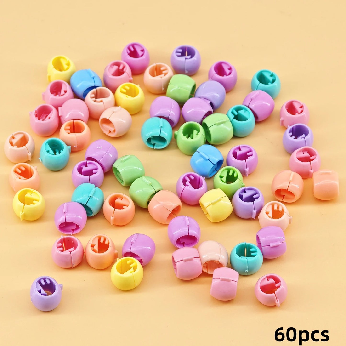 60pcs Hair Braids Beads Headwear Cute Candy Colors Plastic summer  Hair Claw Clips  Hair Accessories Loc Hair Jewelry for Braids hair accessories