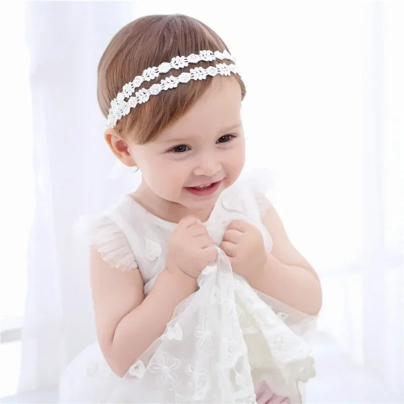New Vintage Girls Pearl Headband Vintage Baptism Headband Rhinestone Baby Headwear baby hair accessory First Birthday Costume