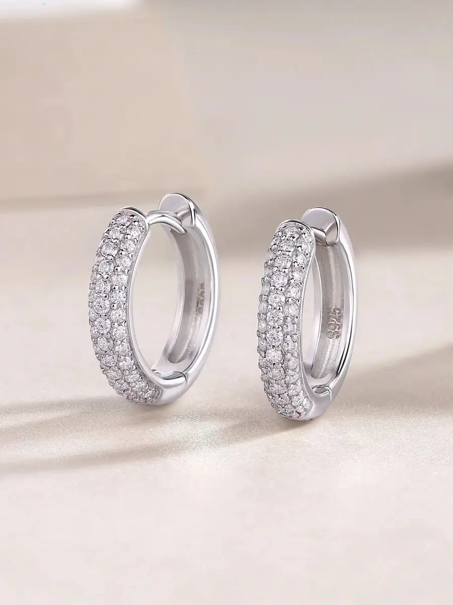1pair Moissanite Earrings Full Pave Round Hoop 925 Sterling Silver 18K Gold Plated Comes with GRA Certificate Jewelry