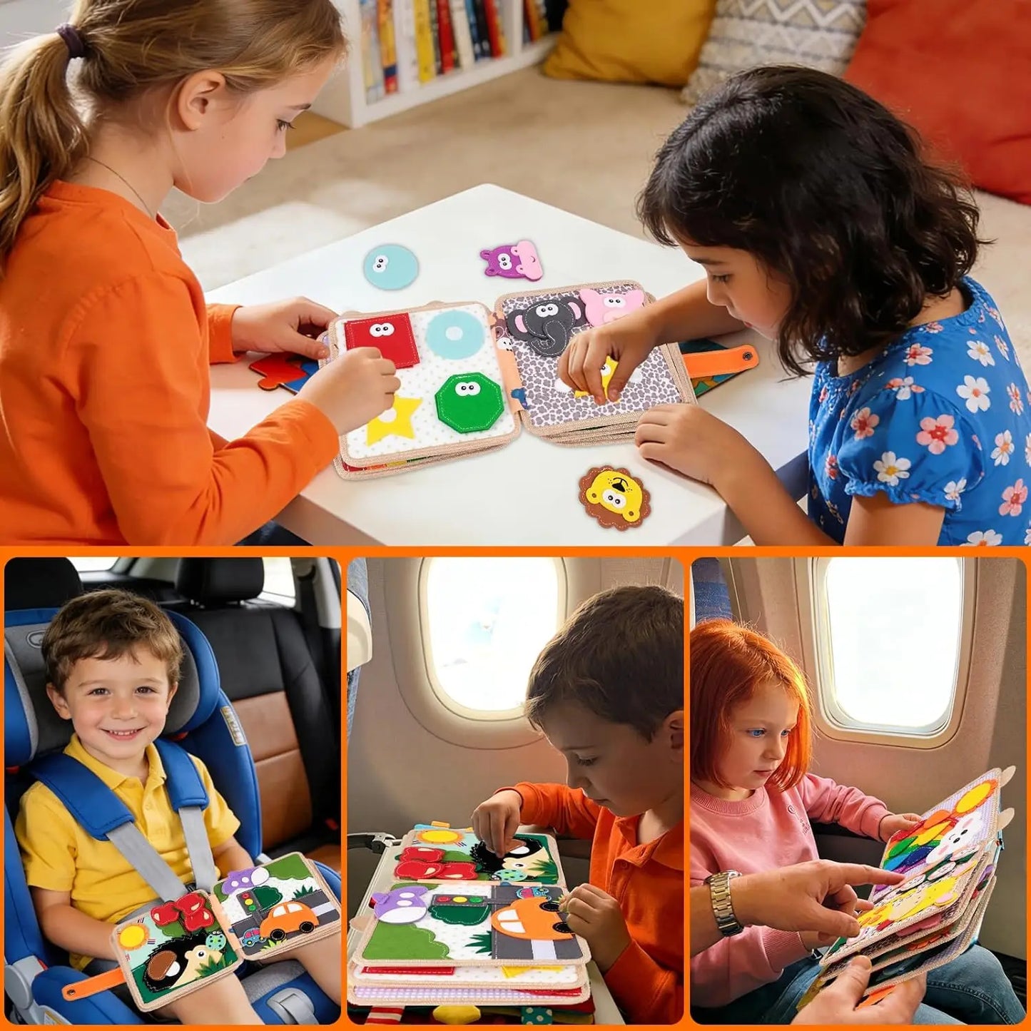 Children's baby early education intelligence learning baby toys felt learning board, busy board, busy book, cloth book, including life skills, alphabet, numbers, shapes colors, animals, weather, toddler travel toys, birthday