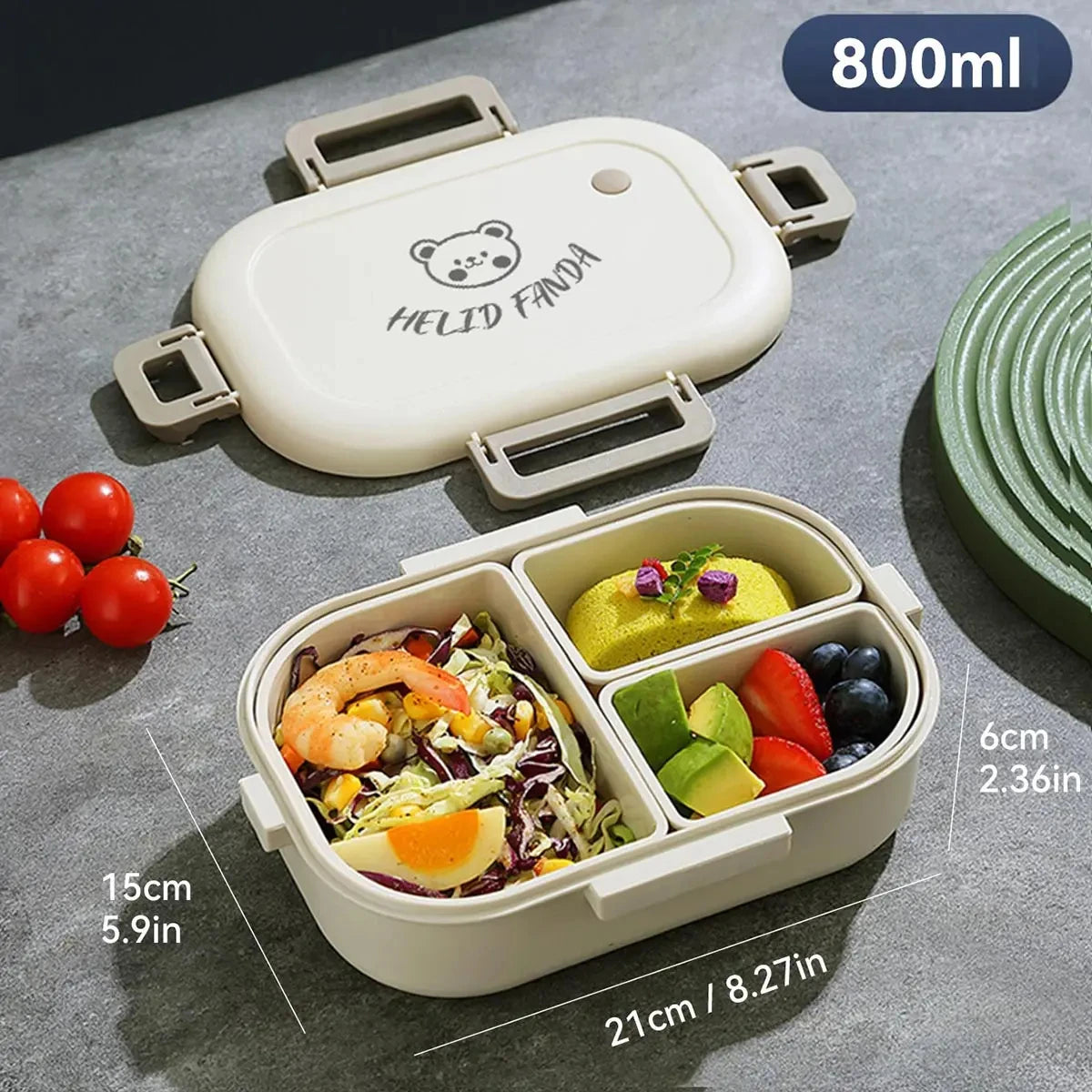 Cartoon Bento Lunch Box for Kids, Leakproof Lunch Fruit Container for Girls, Boys, Toddlers with 2-3 Compartments,Microwave Safe