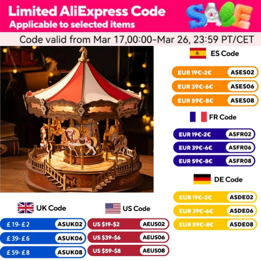 3D Wooden Puzzle Carousel Music Box With LED Lights Gear Model Building Construction Craft Kits Xmas Gifts for Adult