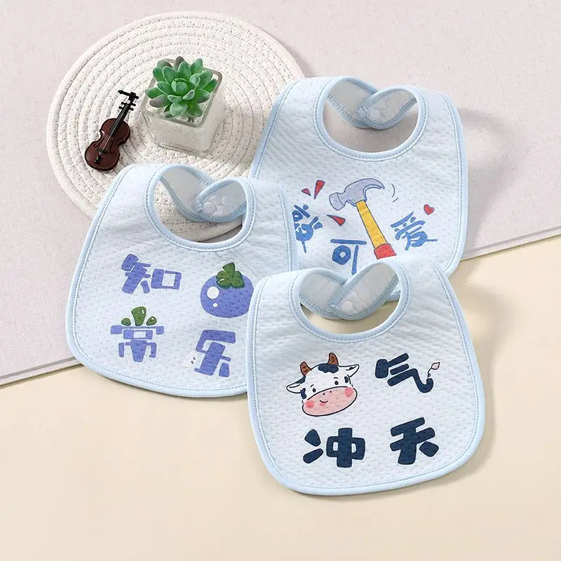 3Pcs Cotton Soft Baby Adjustable Bibs Infant Bib Newborn Burp Cloths Bandana Scarf for Kids Boy Girls Feeding Saliva Towel