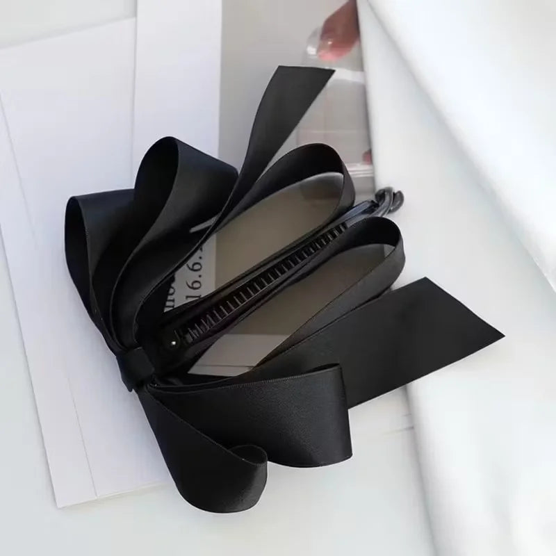 High end satin bow tassel hair clip Y2K style hairstyle decoration ponytail accessory for women Valentine's Day gift
