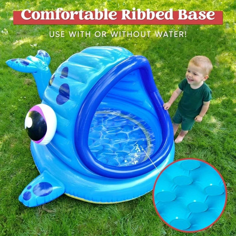 Joyfy Inflatable Shade Kiddie Pool Whale Baby Pool Tent Infant Swimming Pool  Blow Up Toddler Pool for Swim Party Toys Summer