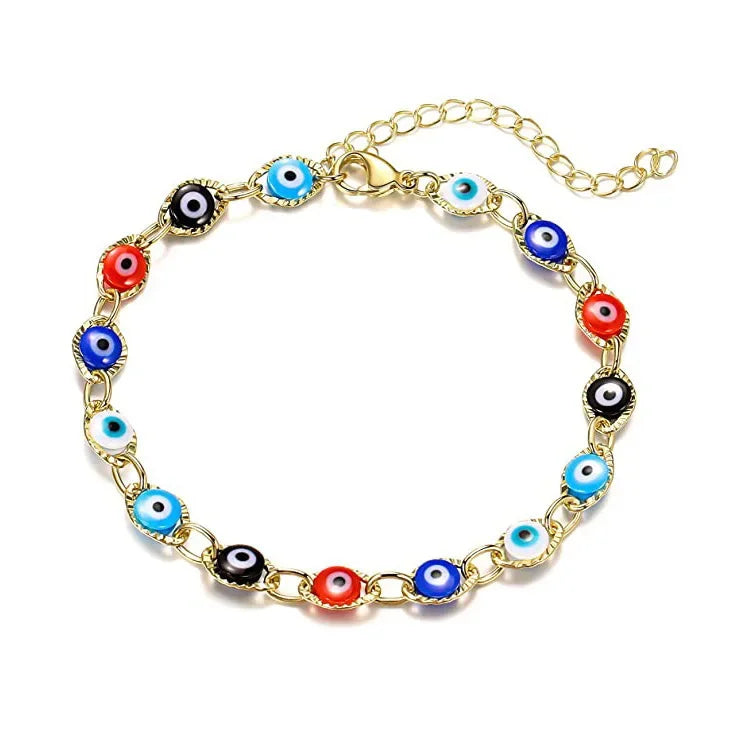 Blue Evil Eye Bracelet for Women Fashion Turkish Lucky Resin Bead Chain Adjustable Bangle Bracelet Birthday Party Jewelry Gift