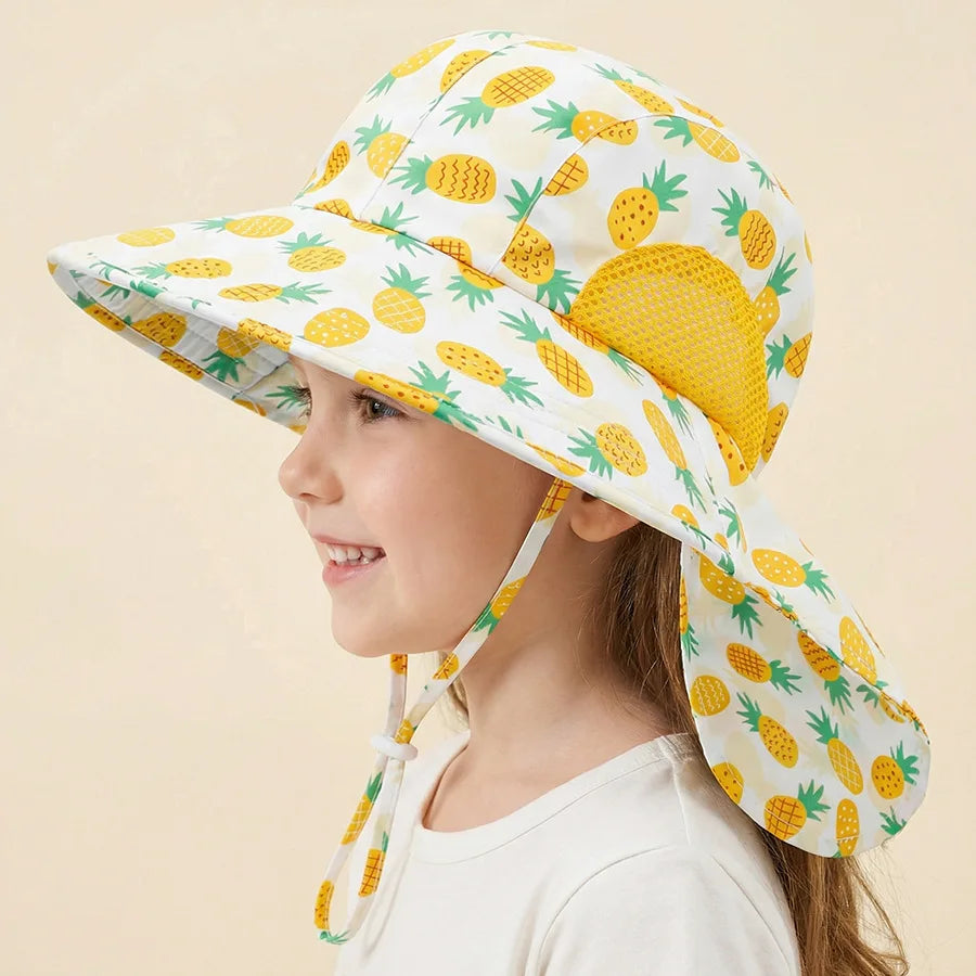 Side Net Fabric Children's Sun Hat with Side Mesh, Sun Hat for Protection From The Sun, Sunshade Shawl Hat, Original Large Brim
