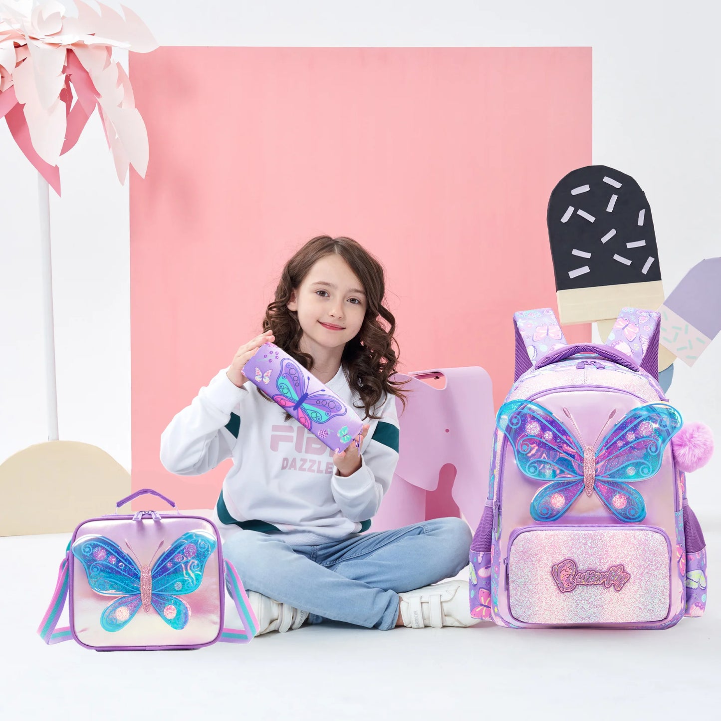 Backpacks for Girls Backpacks for Elementary Preschool Students Kids School Backpack with Lunch Bag Gift Package