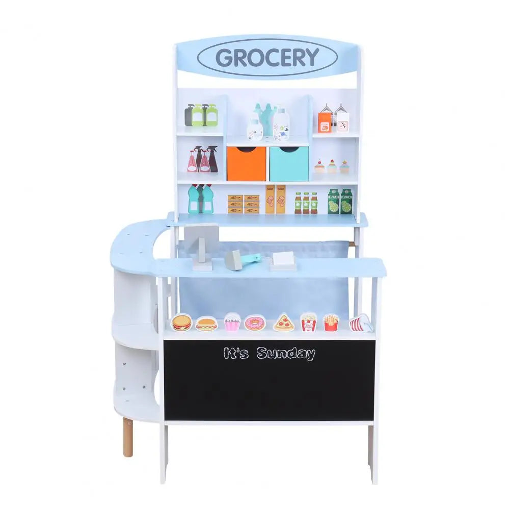 Toddler Grocery Store Playset,Toy Grocery Store, Wooden Pretend Play Supermarket with Checkout Counter, Snack Model