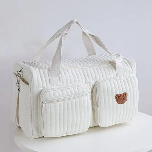 Quilted Baby Diaper Bag Large Capacity Weekender Bag Travel Bag for Hospital and Weekender Travel