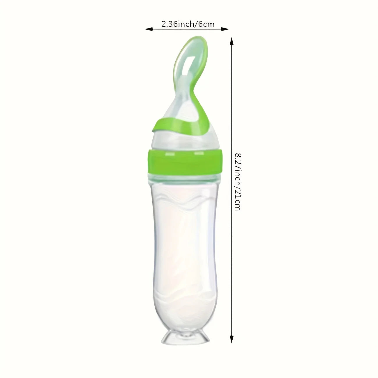 3pcs/2pcs 90ml/3oz Silicone Baby Bottle with Spoon Feeder and Suction Cup,Food Supplement Rice Cereal Squeeze Bottle Spoon Milk Feeding Bottle