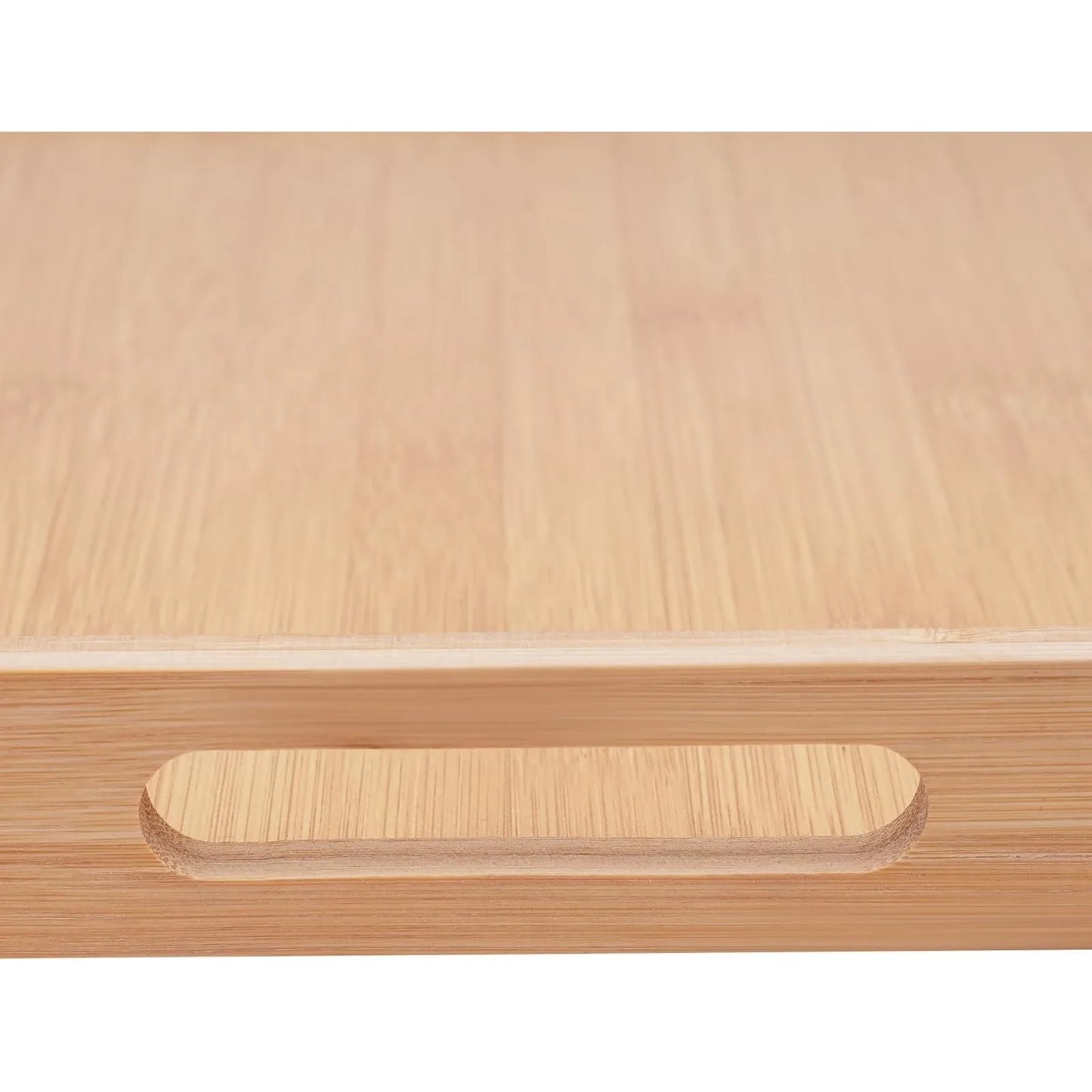4 Pack Bamboo Serving Trays With Handles Rectangular Wooden Platters Multi-purpose Breakfast Tea Snack Tray For Kitchen Living Room Indoor Outdoor Use