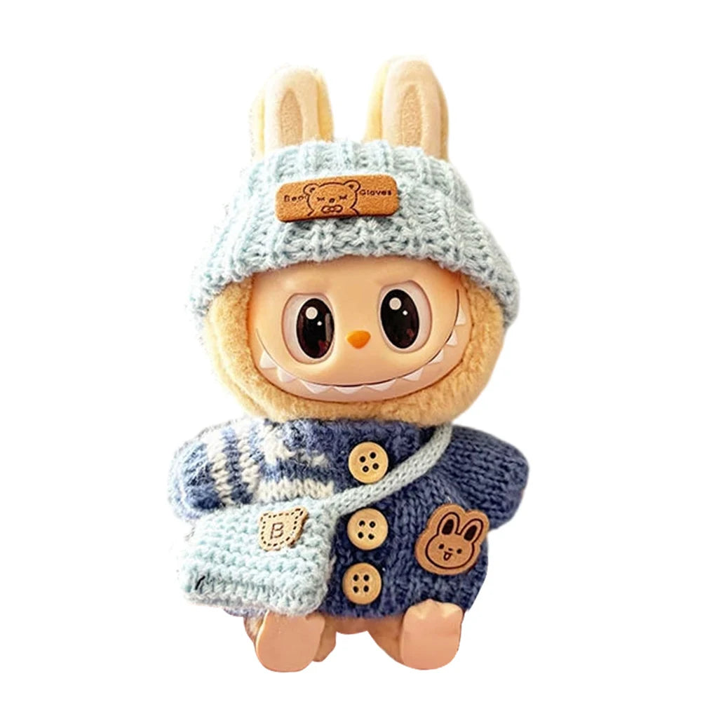 17cm Mini Plush Doll's Clothes Outfit Accessories for Korea Kpop Labubu Dolls Sit Party Overalls Clothing Gift （Only clothes）