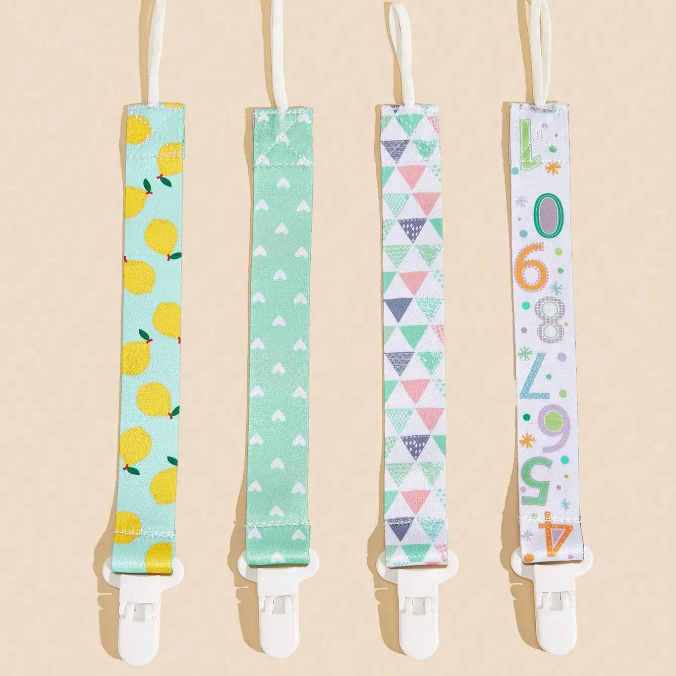 4Pcs/Pack Pacifier Holders With Elastic Band | Baby Pacifier Chain Clips |Universal Holder Soother Clips With Plastic Clasp For Baby Teething Toys Teethers | Ideal Baby Gift For Boy