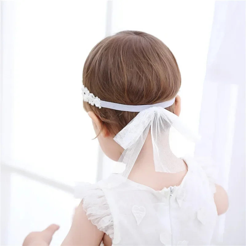 New Vintage Girls Pearl Headband Vintage Baptism Headband Rhinestone Baby Headwear baby hair accessory First Birthday Costume