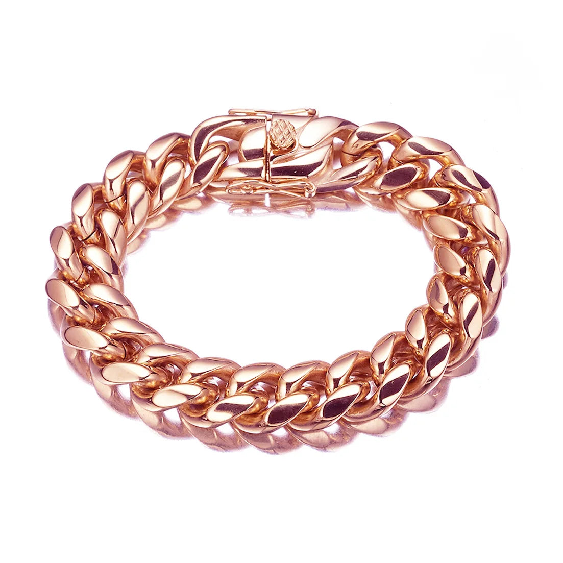 14mm Wide Rose Gold Color 316L Stainless Steel Cuban Miami Link Chains Necklaces for Unisex Hip Hop Rock Jewelry Gift