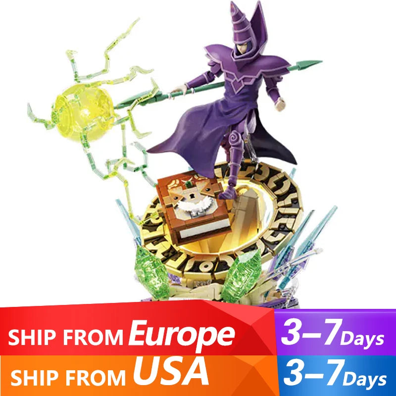 KONAMI Anime Yu-Gi-Oh! Equal Arts Dark Magician Building Blocks Cartoon  Action Figures Model Bricks Toy Children Collect Gifts