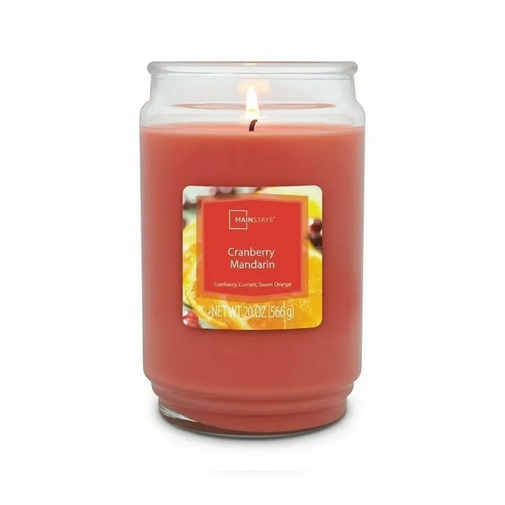 Cranberry Mandarin Scented Candle Large 20oz Glass Jar Single Wick Home Fragrance Aromatherapy Decor Gift