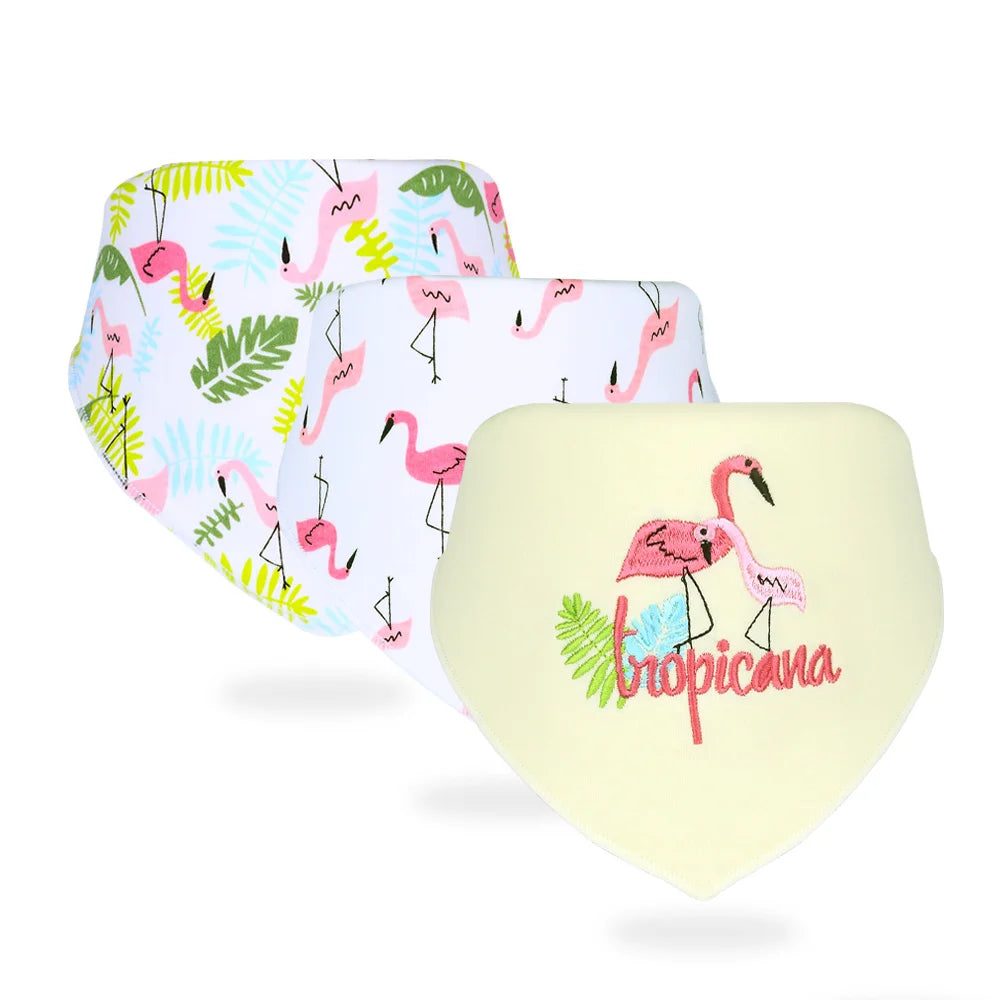 3pcs/set High Quality Baby Bibs Double Layers Cotton Infant Saliva Towel Toddler Boys Girls Cute Baby Bibs Bandanna Burp Cloth