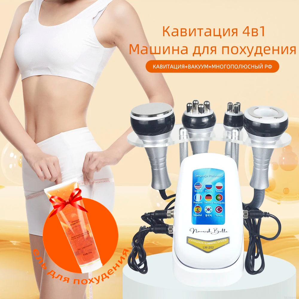 4 IN 140K Cavitation Ultrasonic Body Slimming Machine  Beauty Device Facial Massager Skin Tighten Face Lifting Vacuum Suction