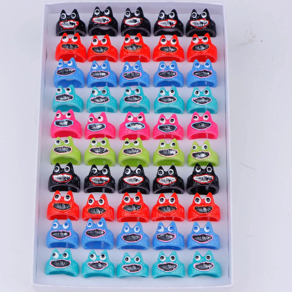 10/20/30/50Pcs/Lot Fashion Lovely Colorful Bear Frogs Resin Rings Girl Cute Funny Animal Finger Jewelry Party Gifts Mixed Style