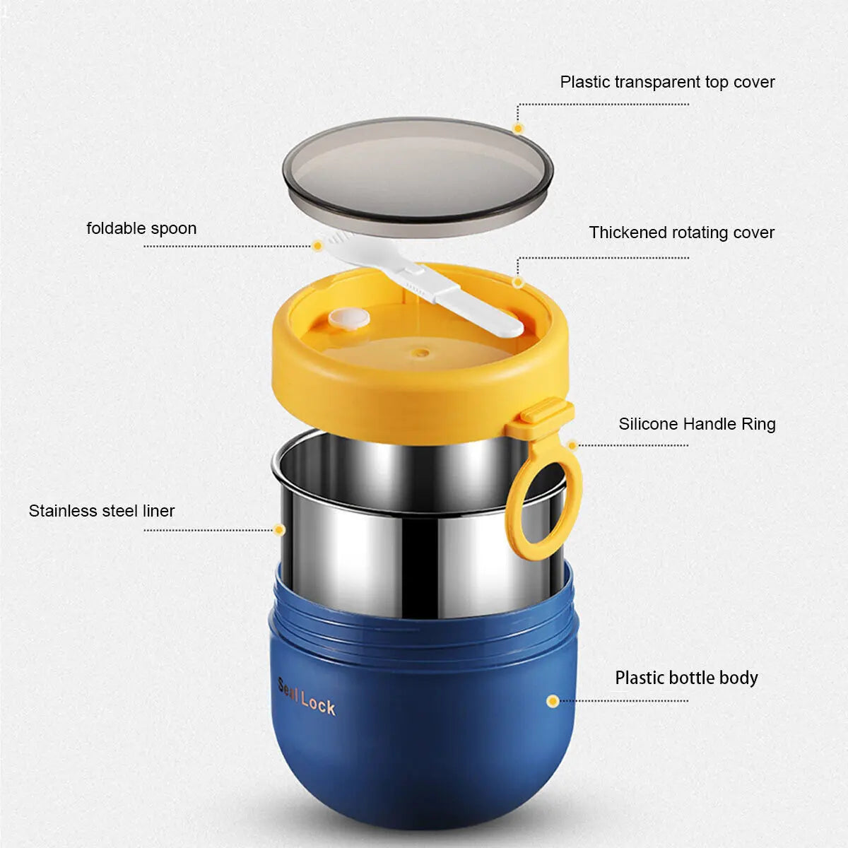 600ML Stainless Steel Lunch Box Hot Food Flask Soup Storage Vacuum Thermal Jar Thermos Containers Bento Lunch Box for Kids