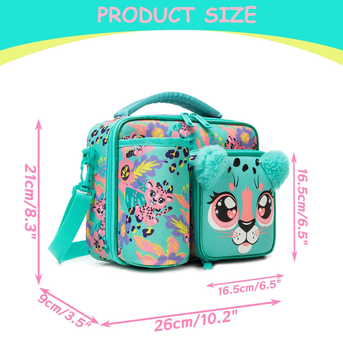 Cute Animal Kids Lunch Box Meal Bag Washable Lunch Bag Reusable Leakproof Bag for School Nursery It's Beautiful for Girls