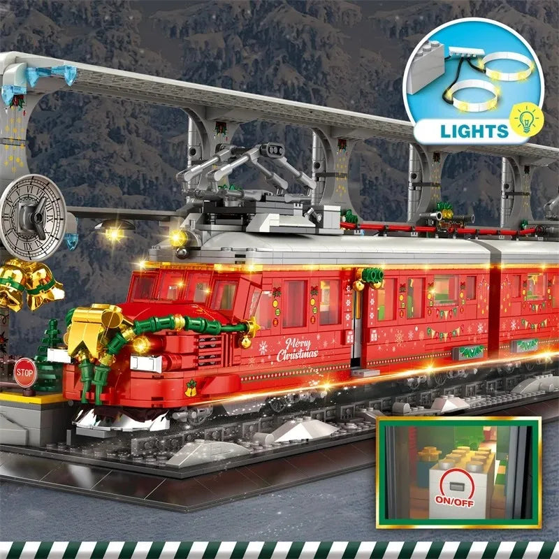 2822PCS Adorable Christmas Train Building Blocks Set Architectural Room Decoration Toys  for Adults Christmas Birthdays Gifts