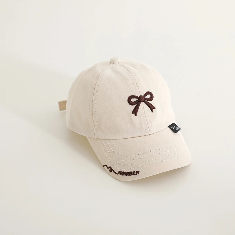 1-4Year Children Bow Duck Tongue Hat Solid Color Kids Baseball Hat Fashion Baby Outing Sunshade Visor Boy Girl Cotton Peaked Cap