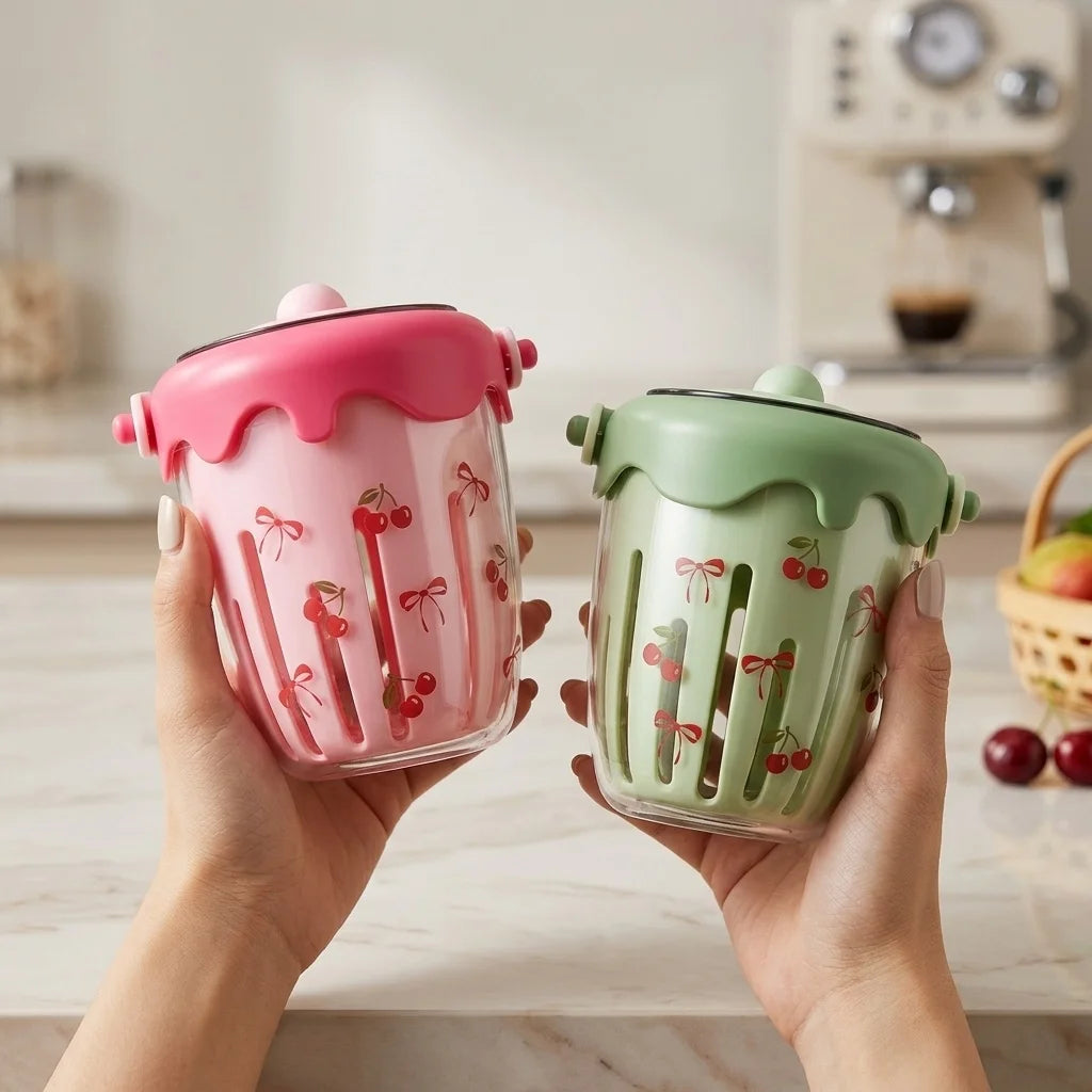 Clear Plastic Salad Container with Lid Fork Double Layer Fruit Drain Cup Yogurt Cereal Snack Bento Lunch Box for Kids School