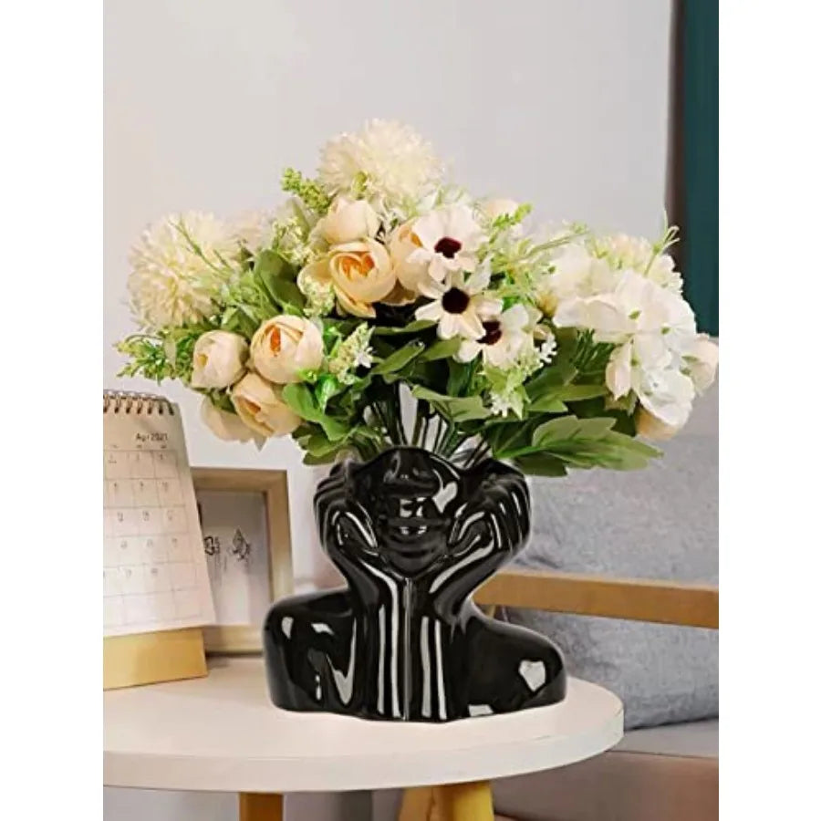 Flower Vase for Decor Ceramic Face Vase for Flowers, Head Vase, Female Form Head Bust Vases, Modern Minimalism Vase for Home Decor