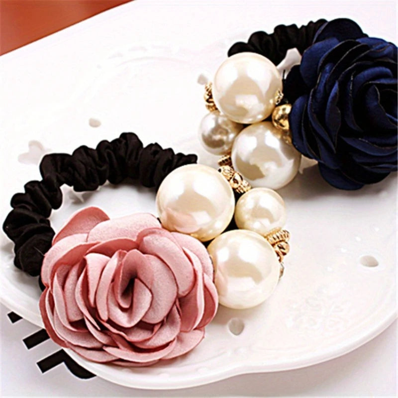 2/3/4 piece Korean fashion big pearl handmade camellia rose hair band headband hair accessories