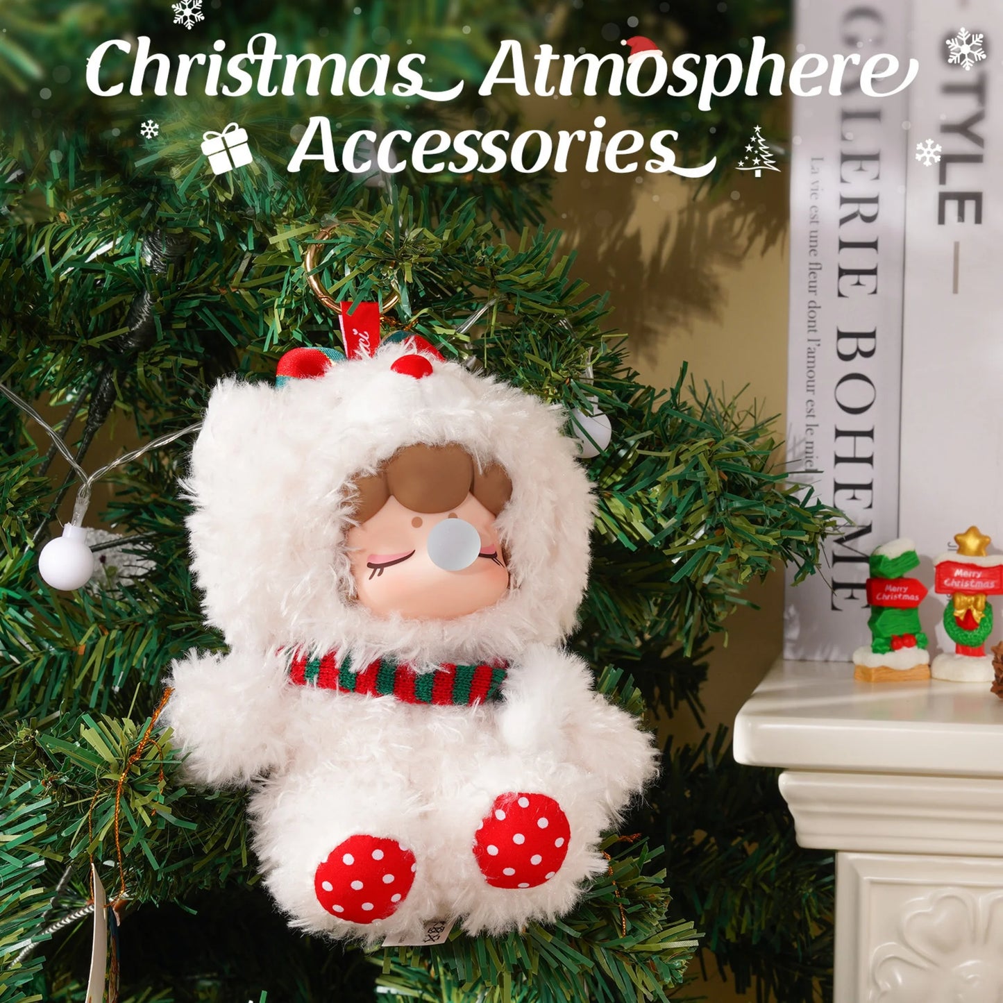 Rolife Nanci Christmas Bear Plush Pendant Collectible Plush Doll Toys Gift for Kids Friends Adults