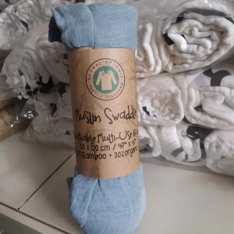 Baby Swaddle Bamboo Cotton Blanket Wrap Gauze Feeding Scraf Burp Cloths Bath Towel Baby Swaddle Small Size Solid Color BabyStuff