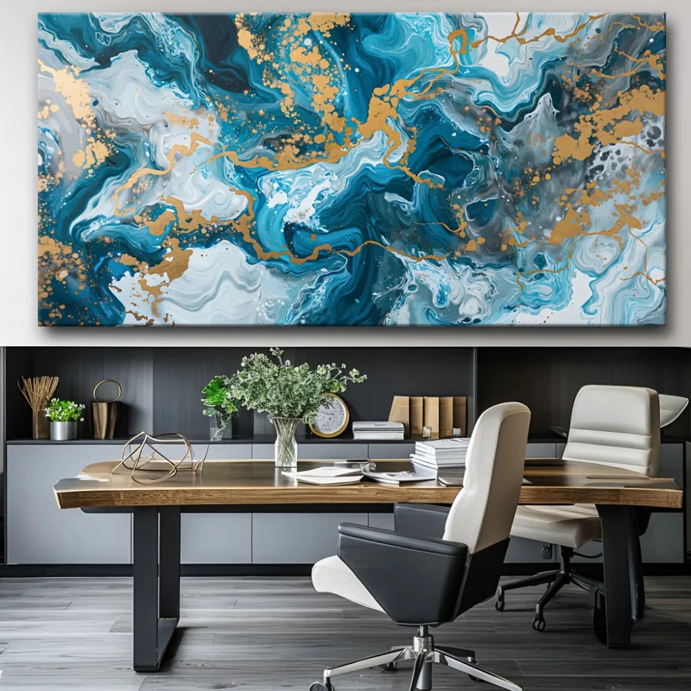 Canvas print poster Blue abstract art canvas wall art painting, art works wall painting, suitable for living room