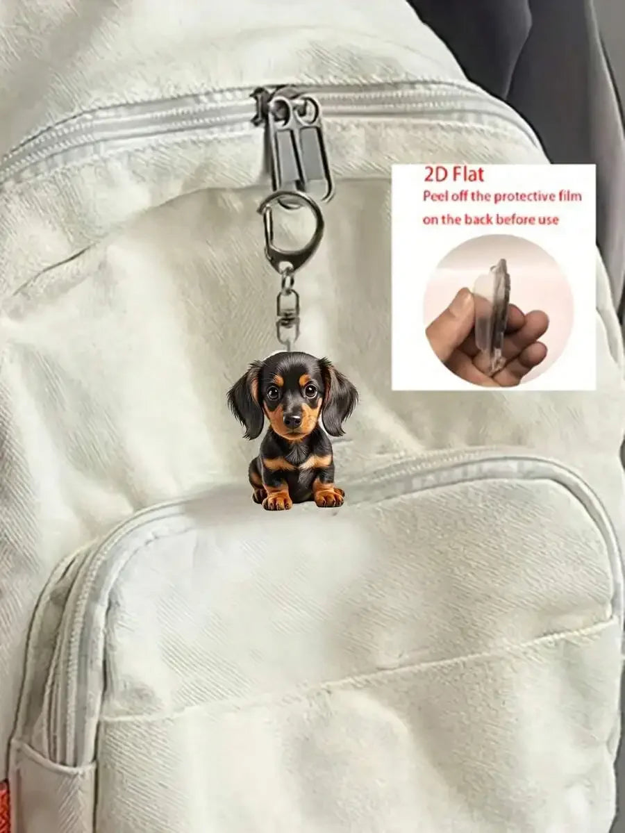 Acrylic Dachshund Keychain Charm For Bags Backpacks Cars Home Decor Pet Lover Gift