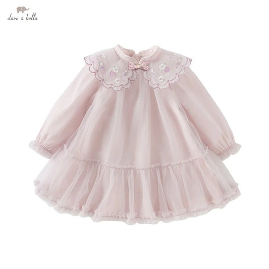 Spring Girl's Dress Cute Mesh Embroidery New Charm Gentle Cute Children's Princess Dress Party Outdoor DB1250678