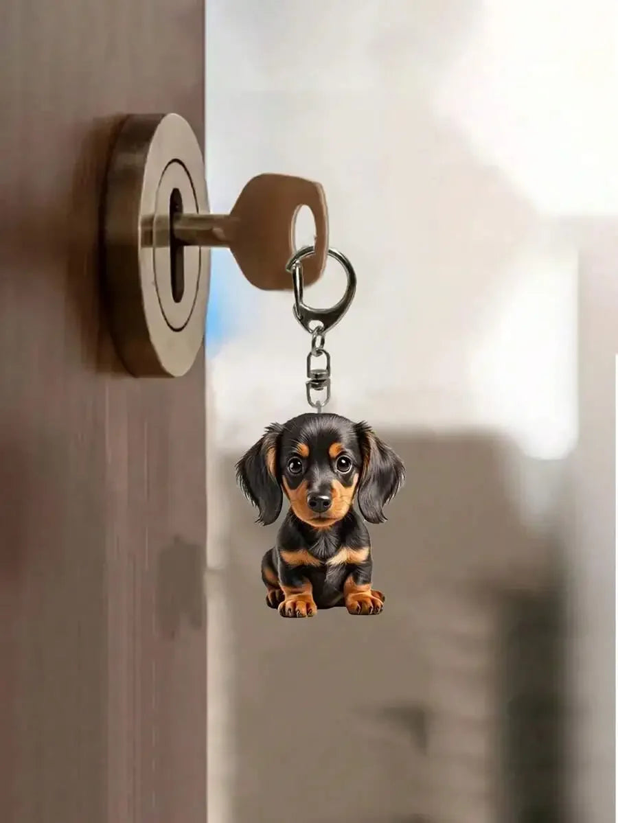 Acrylic Dachshund Keychain Charm For Bags Backpacks Cars Home Decor Pet Lover Gift