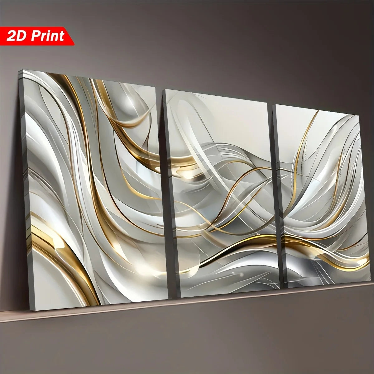 Modern Abstract Line Art 3-Piece Framed Canvas Wall Art Set, Living Room Sofa Background Decorative Painting, High-Definition Giclee Prints, Ready to Hang（Local Warehouse Fast Shipping）