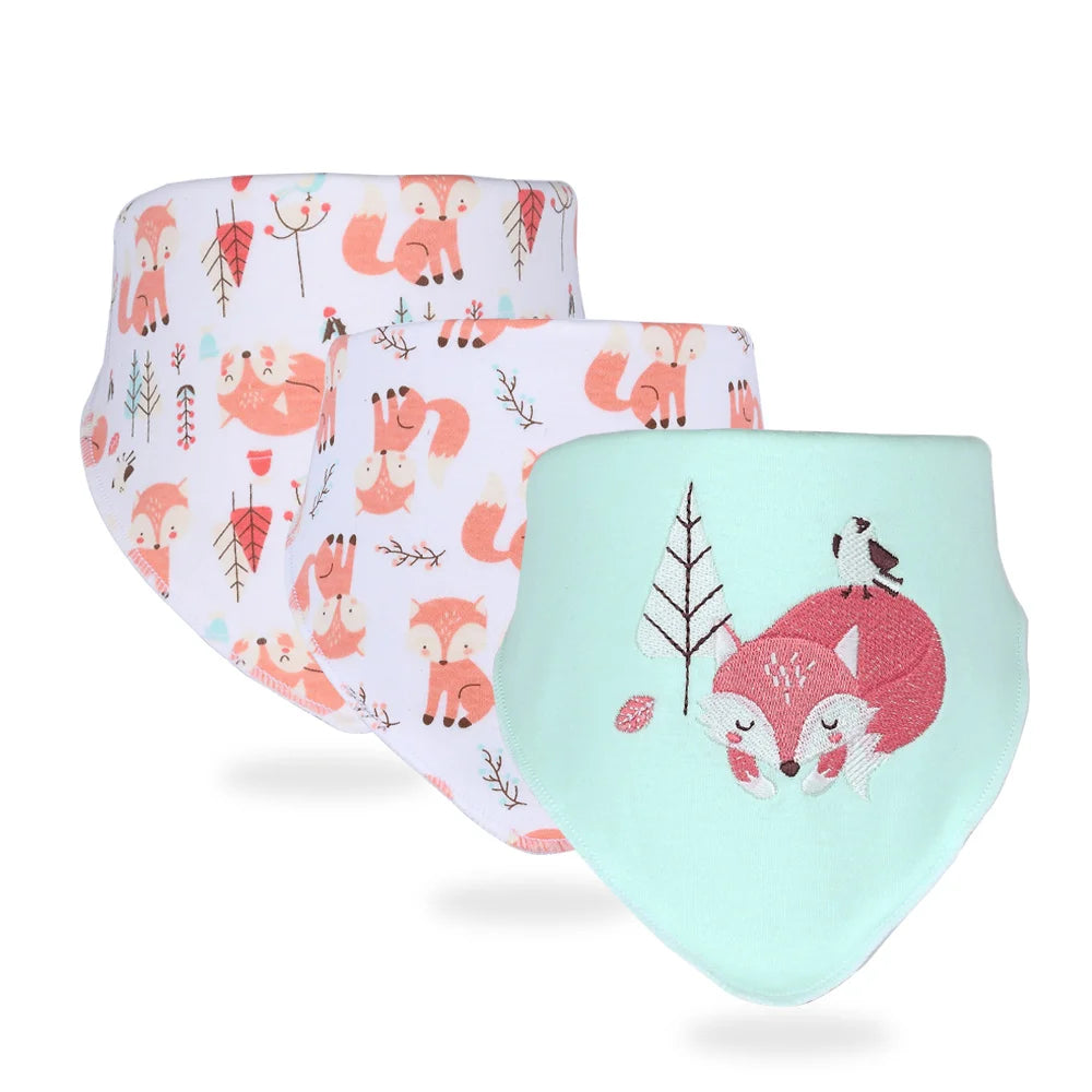 3pcs/set High Quality Baby Bibs Double Layers Cotton Infant Saliva Towel Toddler Boys Girls Cute Baby Bibs Bandanna Burp Cloth