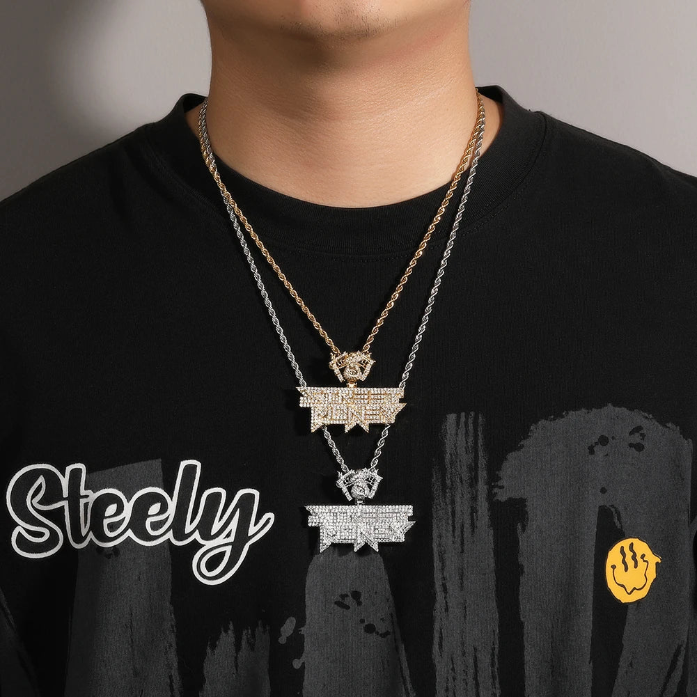 Icy Street Money Pendant With Dollar Bag Guns Hook Mens Necklace 18K Gold Plated Iced Out 5A CZ Hip Hop Jewelry
