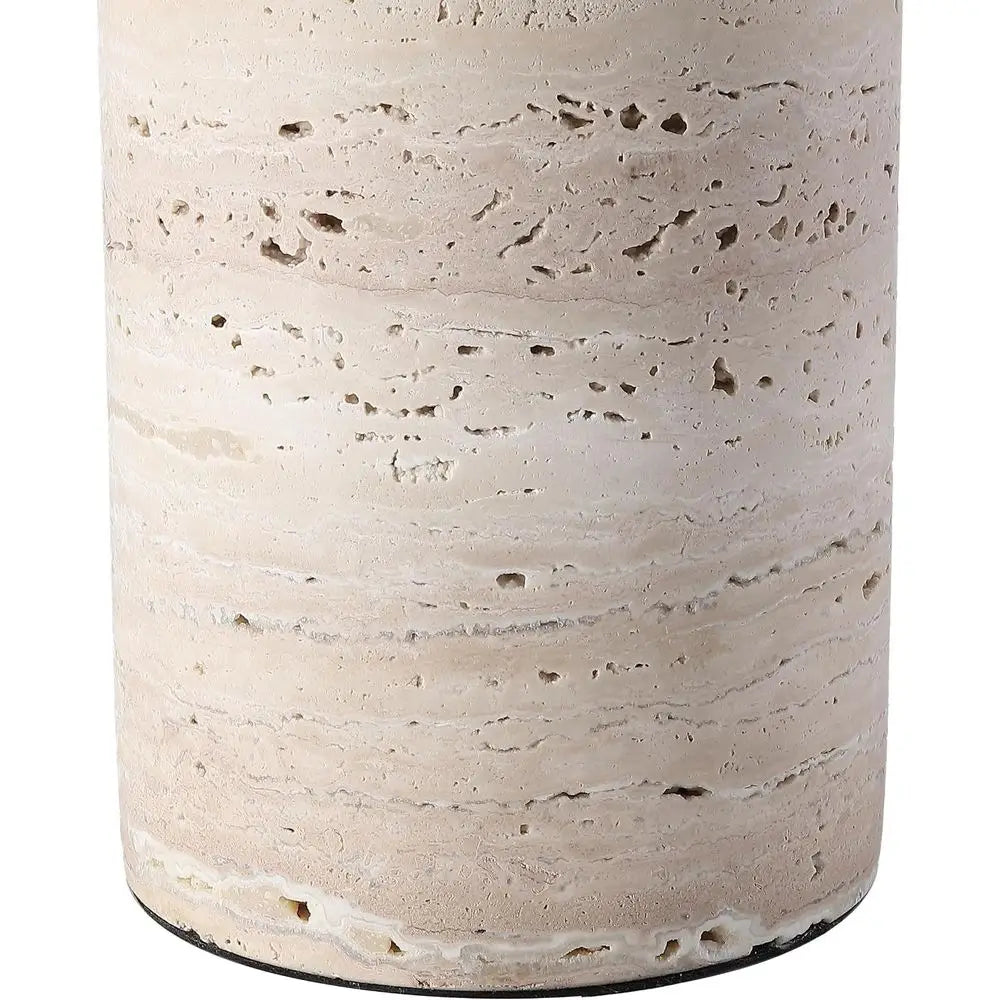 27-inch Dimmable Travertine/White Table Lamp with LED Bulb for Bedroom, Living Room, Home Office, Desk, Nightstand