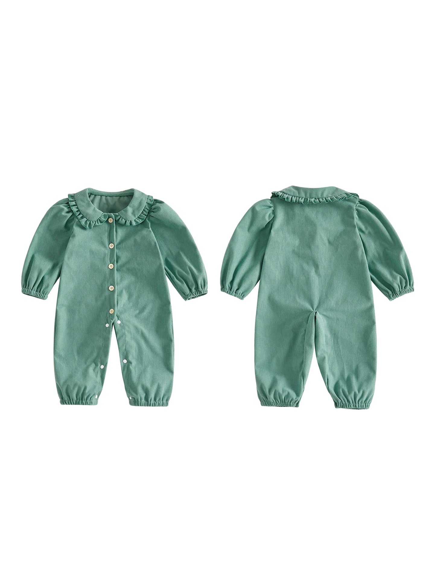 Infant Girl Collar Solid Color Romper Puff Long Collar Jumpsuit Doll Girl-Romper Puff Long Infant Girl Romper