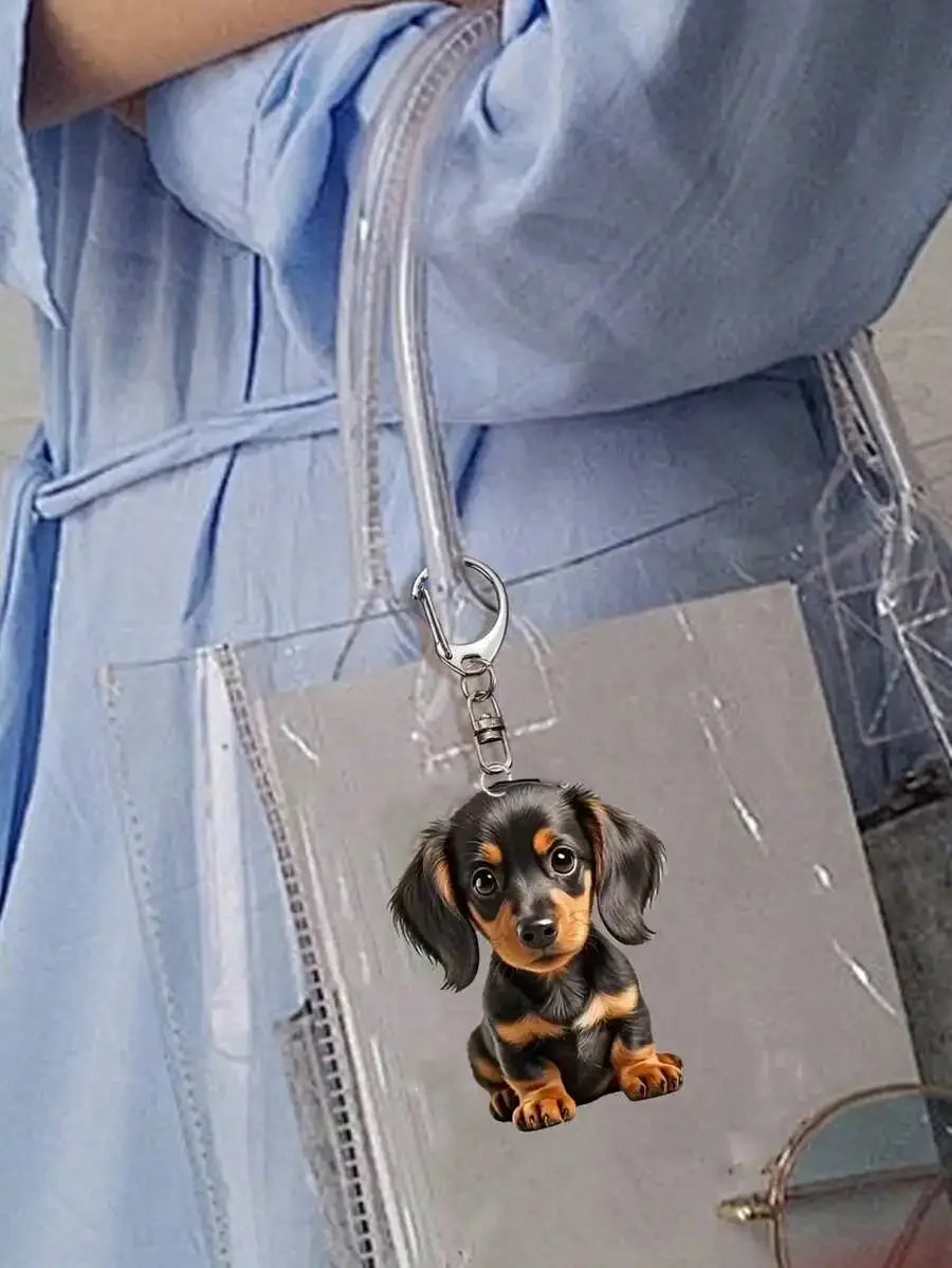 Acrylic Dachshund Keychain Charm For Bags Backpacks Cars Home Decor Pet Lover Gift