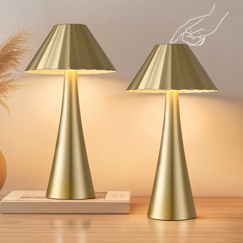 26.5 Inch Modern Mini Table Lamp Set Of 2, Small Nightstand Lamp With Top Touch Control and USB Charging, Metal Desk Lamp with Dimmable LED Light For Living Room, Bedroom, Office, Study, Outdoor