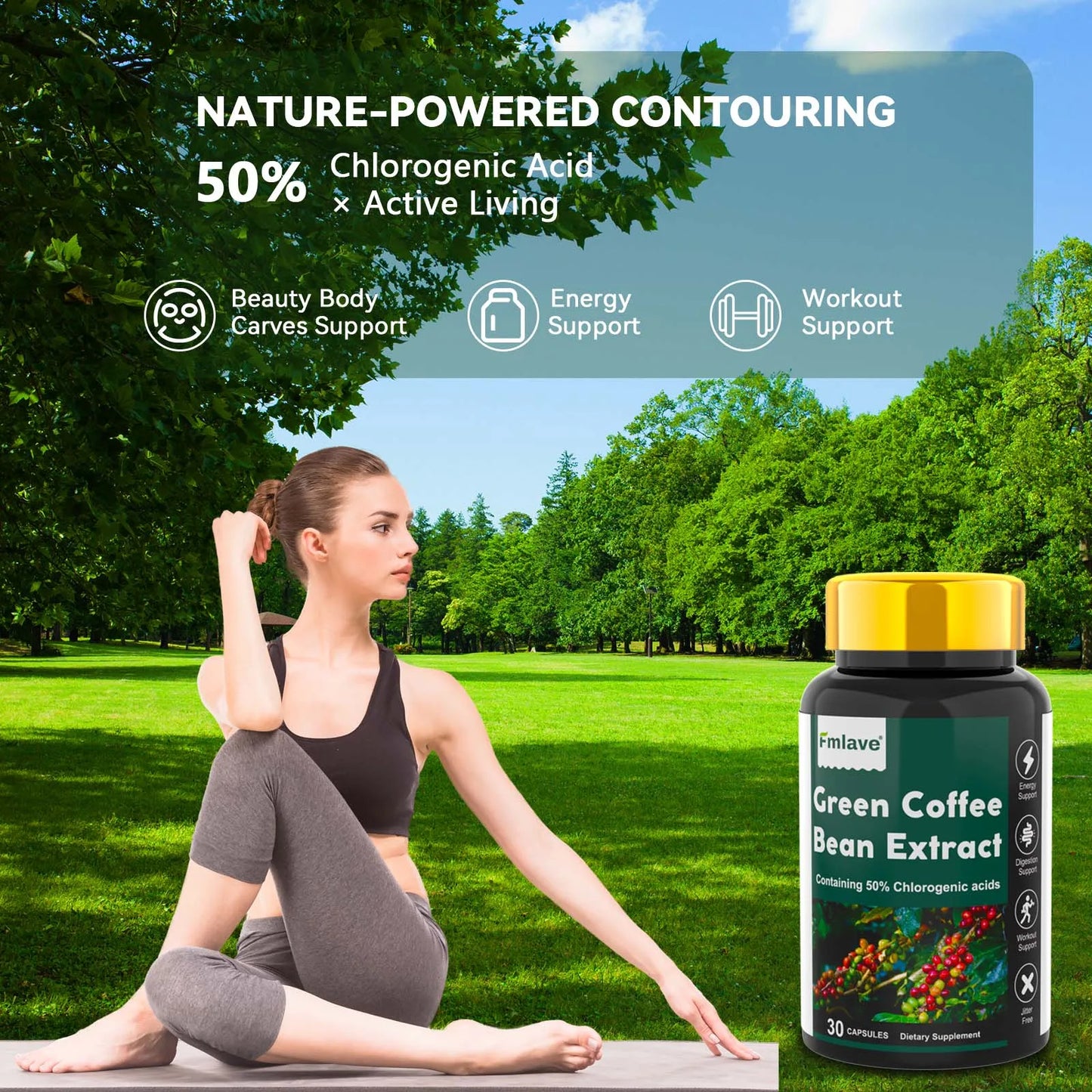 Fmlave 750mg Green Coffee Bean Extract for Weight Loss for Women and Men - Appetite Suppressants for Weight Loss with Chlorogenic Acid - Herbal Fat Burner to Assist with Weight Loss 30 Count
