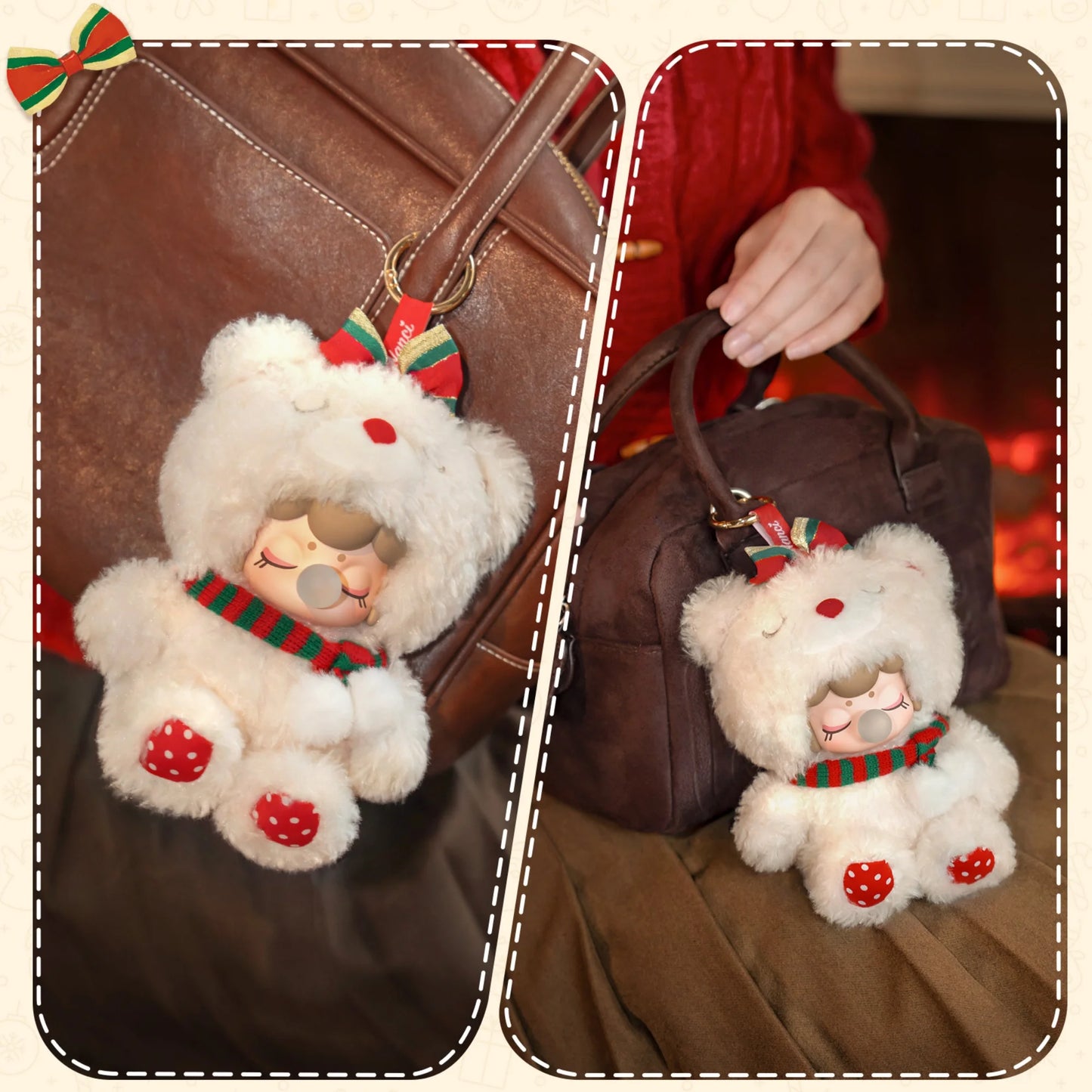 Rolife Nanci Christmas Bear Plush Pendant Collectible Plush Doll Toys Gift for Kids Friends Adults