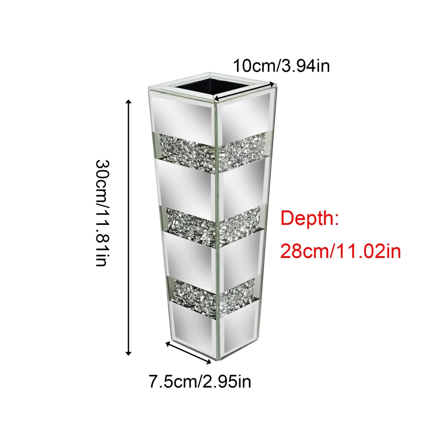 Various Styles Floor Crushed Diamond Mirrored Vase Large Silver Mirror Tall Vases Glass Vases Home Decor for Living Room Bedroom